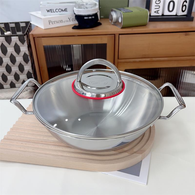 出口德国18/10不锈钢海鲜锅拉面 面锅小炒锅一人用寿喜锅家用干锅