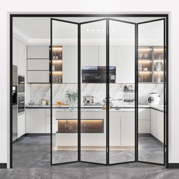 极窄家用钛铝合金厨房客厅卫生间阳台无轨折叠门隔断门窄边玻璃门
