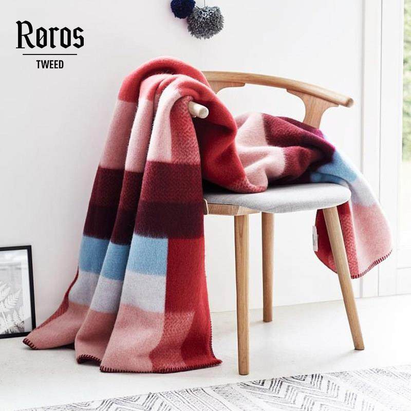 挪威Roros Tweed几何纯羊毛毯盖毯秋冬沙发毯子午睡毛毯抱枕靠垫