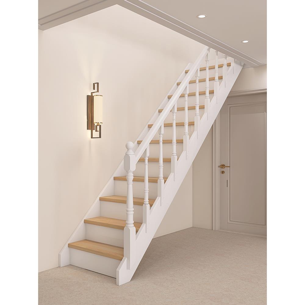 定制室内复式实木楼梯加厚家用二楼转角梯子设计整体成品木梯厂家