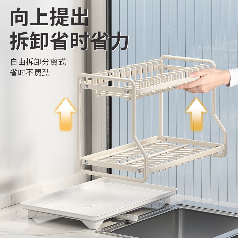 厨房碗盘自动沥水架台面置物架y水槽放碗碟架家用多功能碗筷收纳