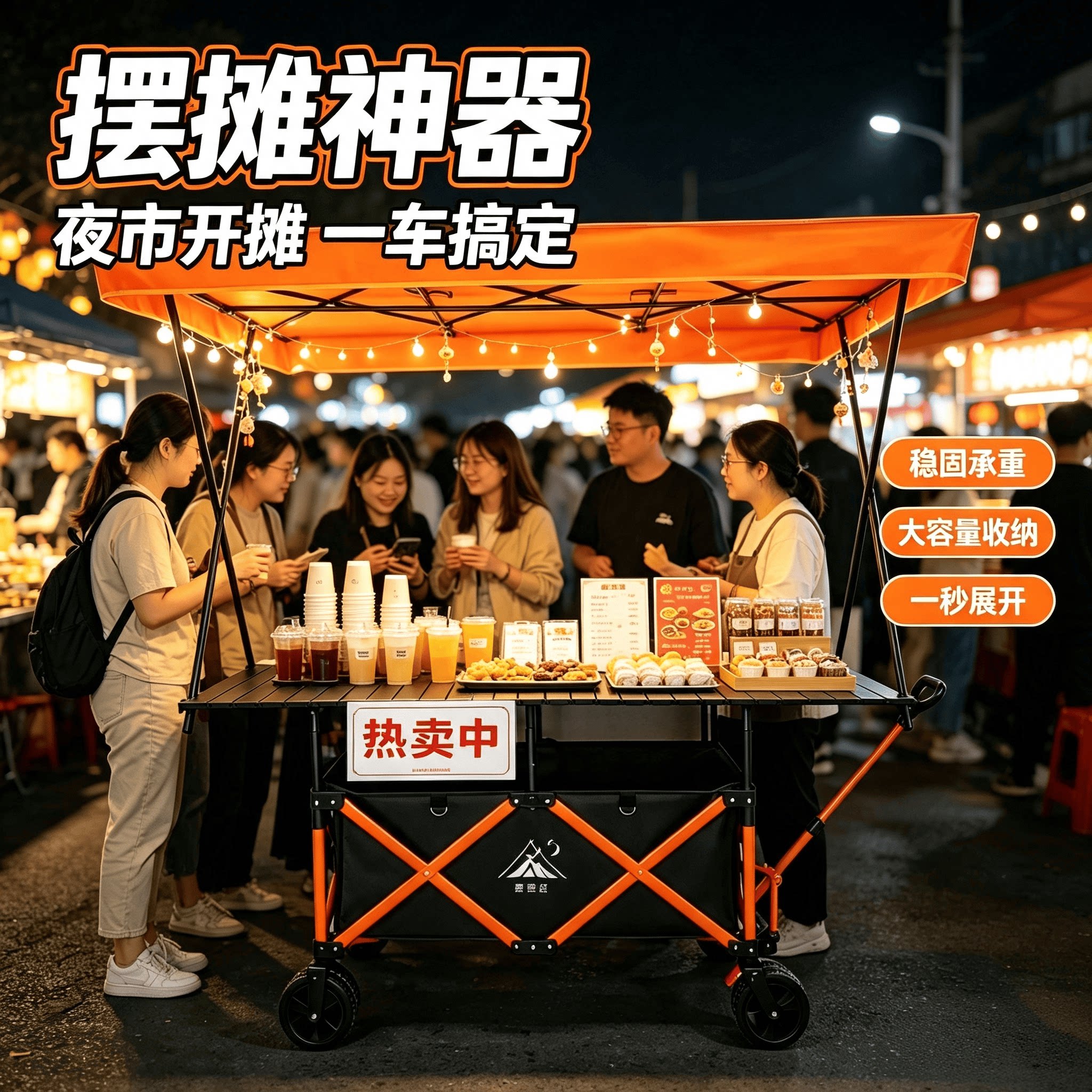摆摊车可折叠防雨顶棚可桌可升降