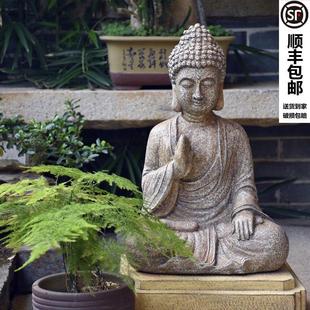 饰鱼缸造景摆件 禅意佛像顶楼装 户外阳台花园造景布置庭院中式 风格