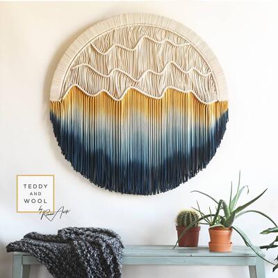 北欧纯手工染色编织圆形挂毯沙发卧室背景墙民宿软装客厅酒店挂画