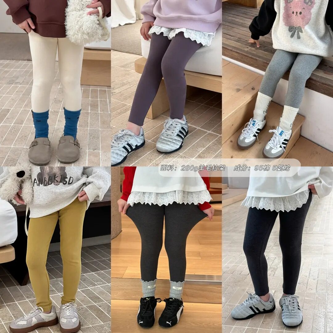 【不掉裆】儿童春款高弹280g拉架棉纯棉弹力女童打底裤25G044