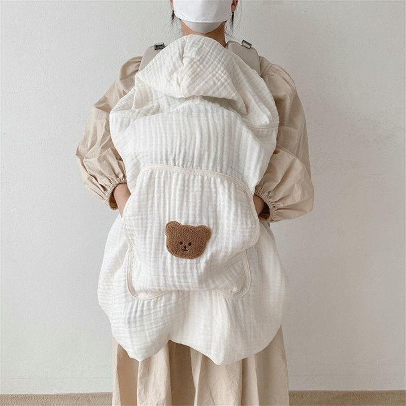 婴儿背带腰凳披风斗篷春夏外出防风抱被宝宝挡风被罩纱布薄款透气