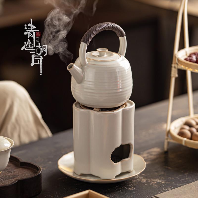 中式陶瓷提梁壶温茶炉家用功夫茶具泡茶壶围炉电陶炉侧把煮茶炉