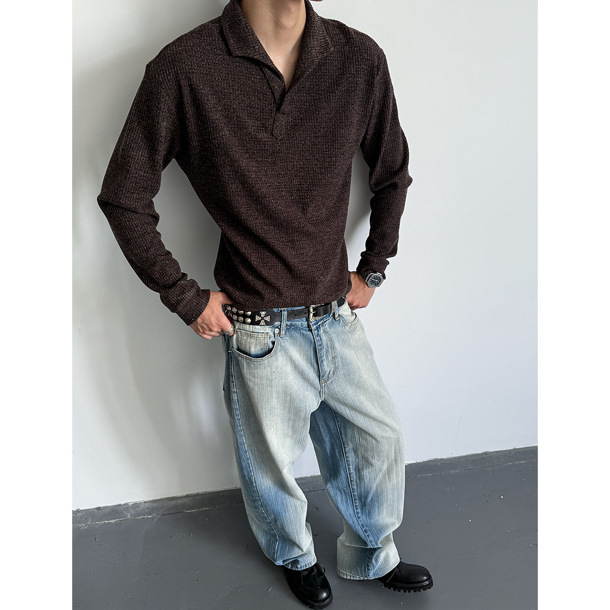 MANCHER 老钱风肌理感海鸥领POLO衫男女cleanfit松弛感针织打底衫,男装,T恤,淘宝优惠券,粉丝福利购,淘宝优惠卷