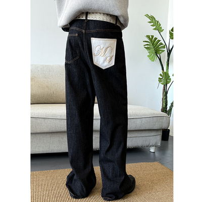 马毛冈山原牛14.5OZ宽松牛仔裤男