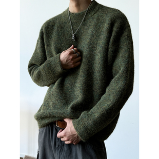 MANCHER 羊驼绒基础款圆领毛衣男女秋冬毛绒感保暖百搭针织内搭潮