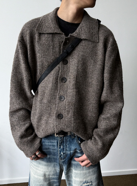 MANCHER 12NM花田弹力长驼710G羊毛混纺一字方领毛衣男女针织外套