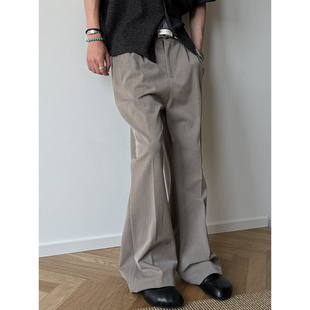 MANCHER 立褶中线TR混纺通勤休闲西裤男夏季宽松垂感弹力微喇长裤