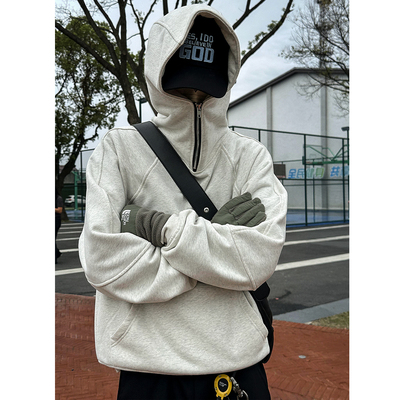 连帽拉链国潮街头宽松加绒卫衣