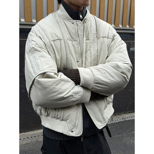 解构拼接设计90白鸭绒立领羽绒服