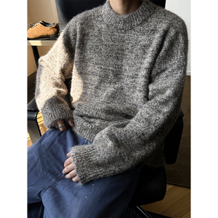 MANCHER 五色可选 羊驼绒基础款圆领毛衣男女宽松慵懒风针织外套