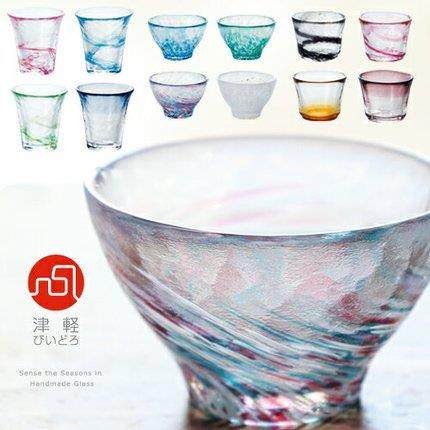 包邮日本Aderia石塚硝子津轻手工吹制玻璃冷酒烧酒清酒杯