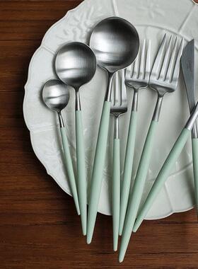 三件包邮葡萄牙进口Cutipol GOA绿色不锈钢餐具黄油刀叉勺筷子