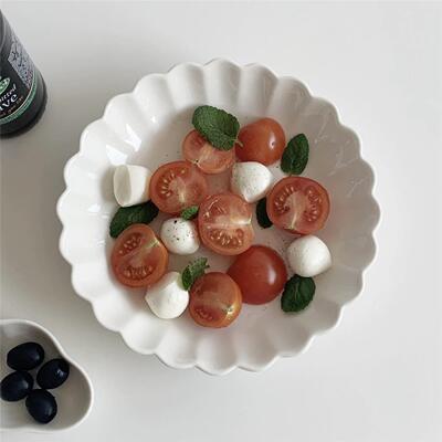 On the table - 亮面菊皿陶瓷深盘 家用餐盘 意面盘 早餐盘 8寸