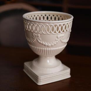 宫殿超大款 出口欧洲浮雕玫瑰花镂空高脚花瓶 大号花盆家居装饰