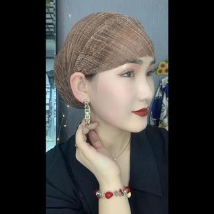 遮盖白发帽子春夏季新款强力网纱包头帽回族堆堆帽时尚妈妈款超薄