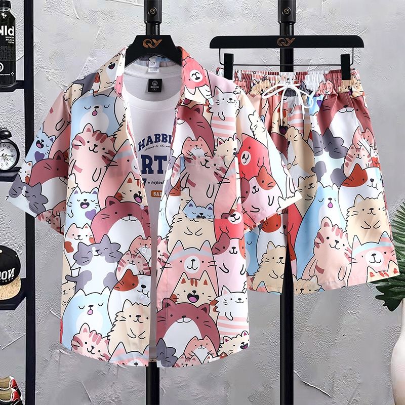 夏威夷风沙滩裤男速干可下水冲浪大裤衩子三亚旅游穿搭情侣装套装