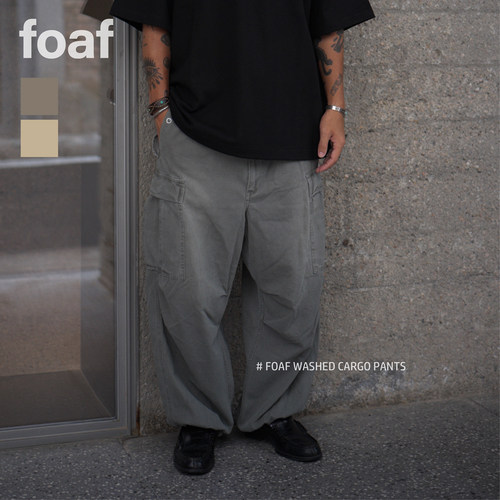 FOAF WASHED CARGO PANTS 春季水洗蜡染做旧直筒口袋工装裤24ss