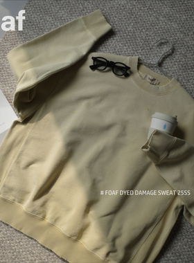FOAF Dyed Damage Sweat 25SS 日系重磅水洗做旧破坏宽松圆领卫衣
