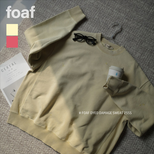 FOAF Dyed Damage Sweat 25SS 日系重磅水洗做旧破坏宽松圆领卫衣