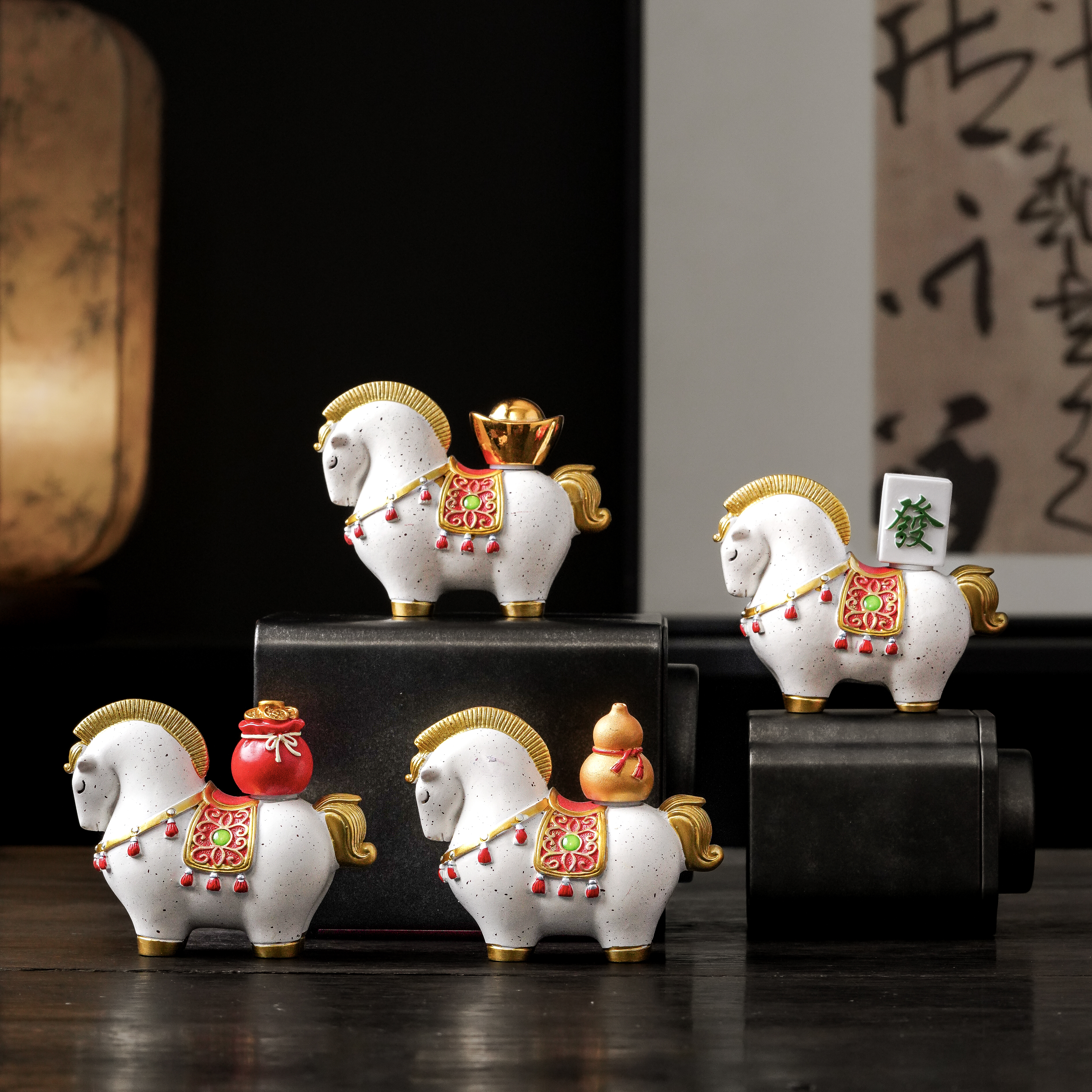 马上有钱招财茶宠国潮摆件创意马上发财可旋转桌面装饰开业送礼品