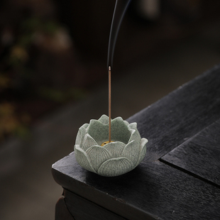 青砂石莲花线香插座创意小香炉家用室内香器线香香托茶桌檀香薰炉