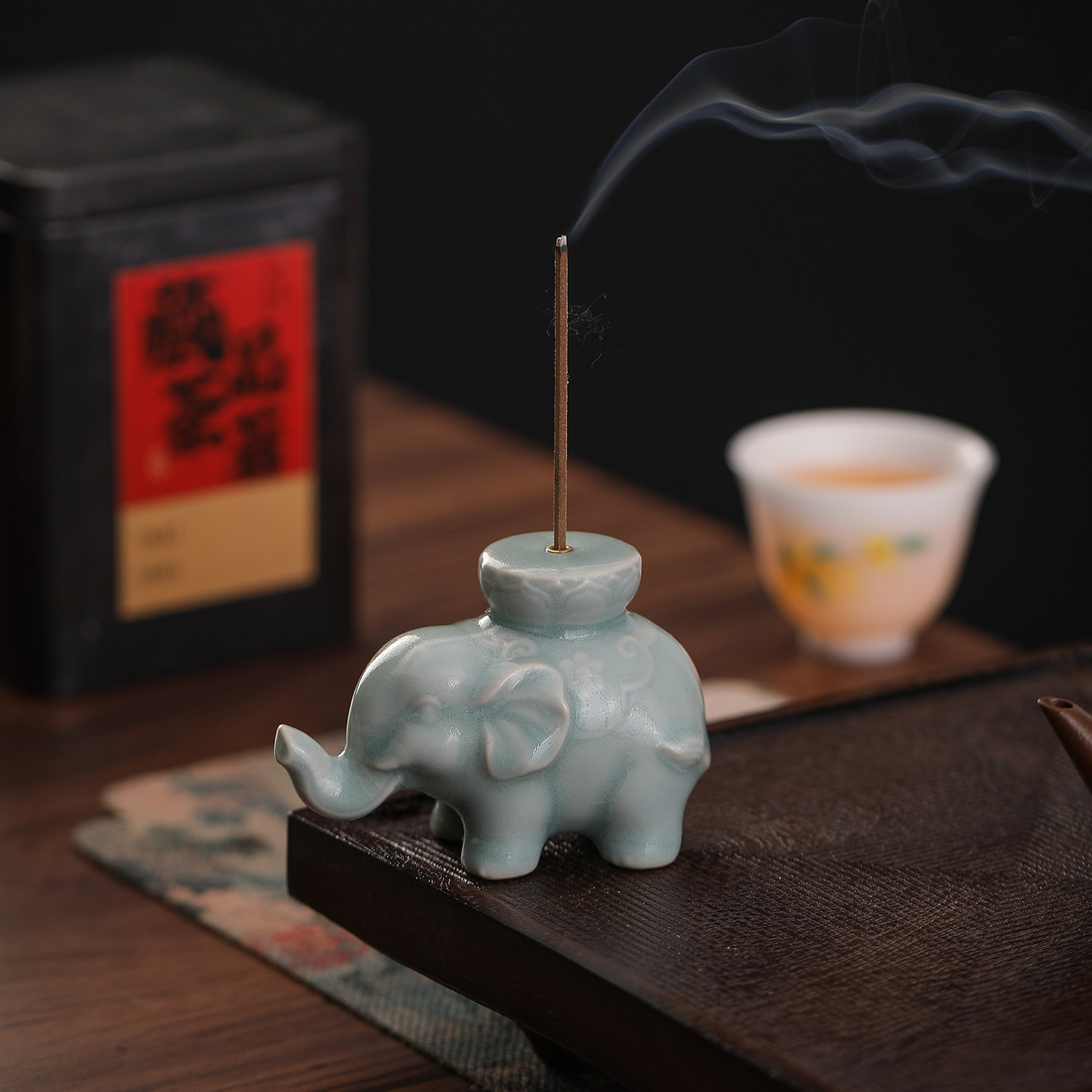 中式轻奢陶瓷汝窑吉象香插复古创意茶室摆件檀沉香香道专用点香器,家居饰品,香托/香盘/香座/香插,淘宝优惠券,粉丝福利购,淘宝优惠卷