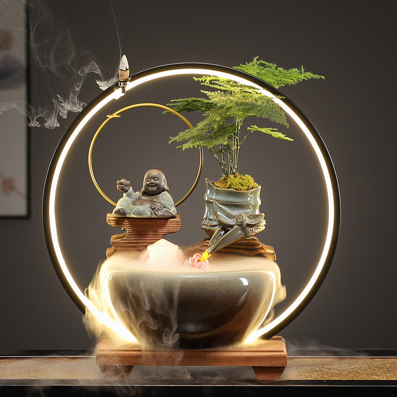 八方来财流水摆件循环水办公室招财开业装饰礼品客厅茶桌小型鱼缸,家居饰品,装饰摆件,淘宝优惠券,粉丝福利购,淘宝优惠卷