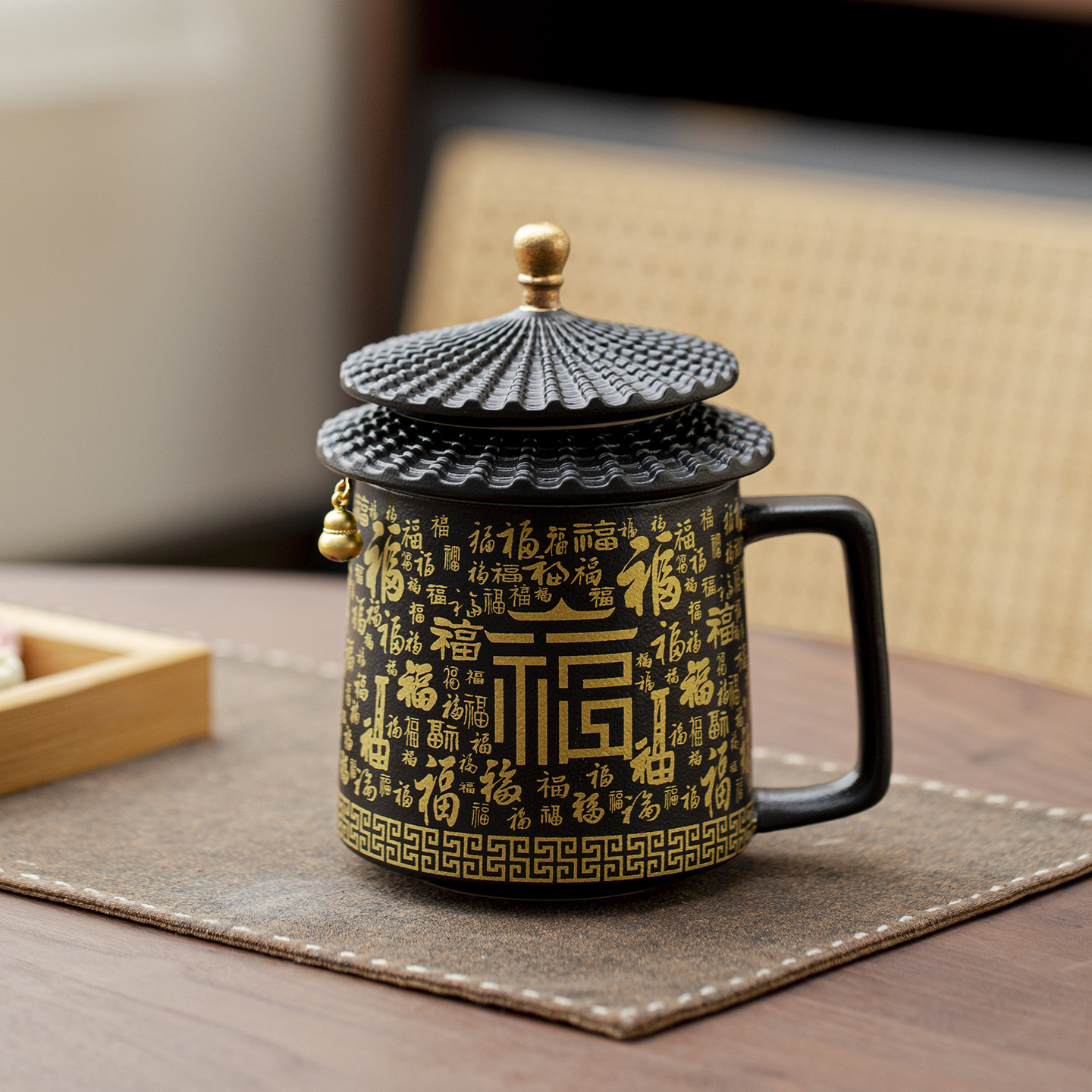 百福天坛陶瓷杯带盖茶水分离过滤办公杯生日送礼专用高档礼盒装,家居饰品,摆件礼盒/套组,淘宝优惠券,粉丝福利购,淘宝优惠卷