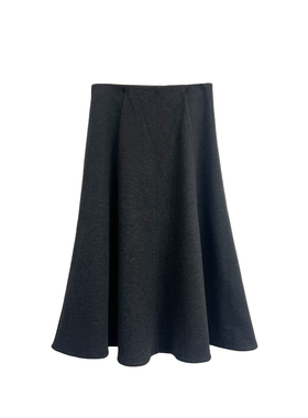 【橙庐】500106秋冬加绒松紧腰针织伞裙 显瘦羊绒桑蚕丝A字半裙