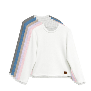 秋冬女款 509400绵羊毛桑蚕丝弹力假两件打底衫 磨毛薄绒 橙庐