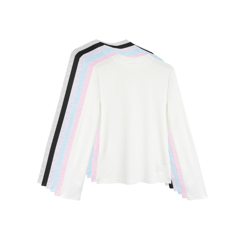 【橙庐】828001原创多巴胺莱赛尔绵羊毛长袖针织T恤 春款女打底衫