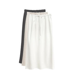 【橙庐】506600简约休闲松紧腰H型半裙 秋冬春显瘦后开叉针织时尚