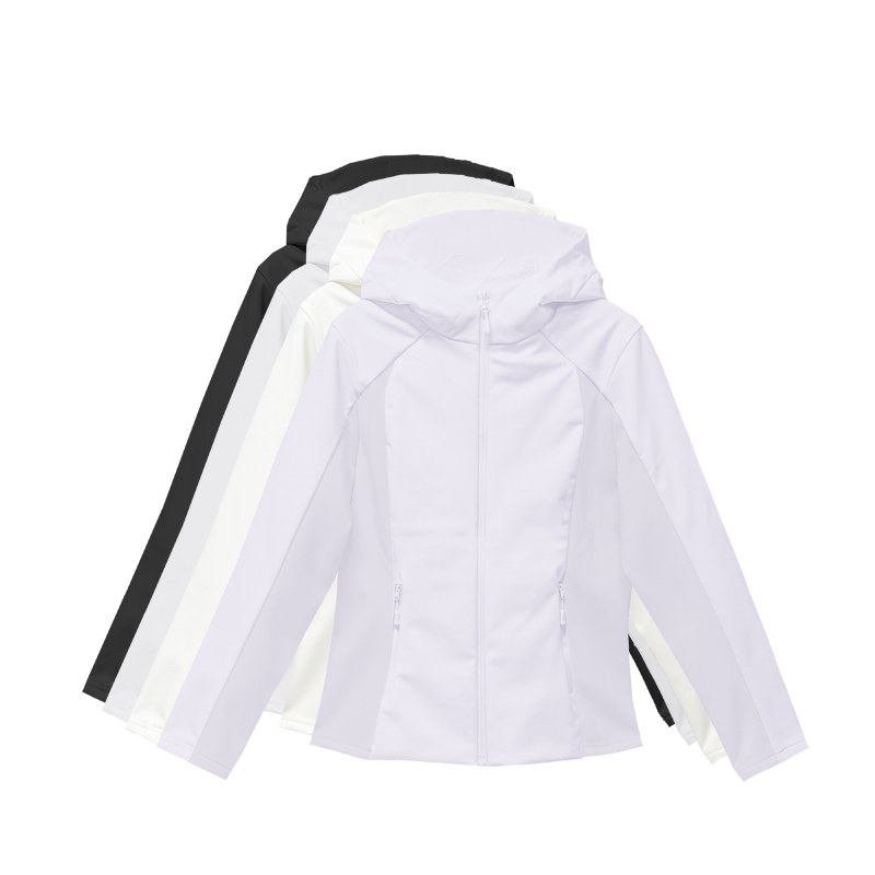 双防拼接连帽短款羽绒服