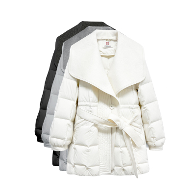 橙庐极寒绵羊毛翻领风衣羽绒服