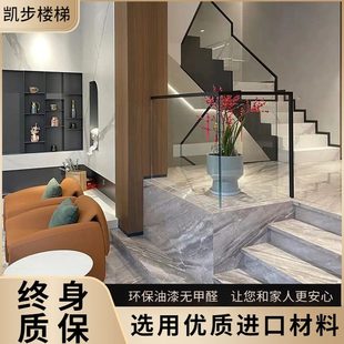 玻璃楼梯室内家用别墅钢 简约阁楼定制槽金属上海护栏扶手围栏复式