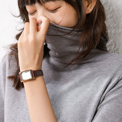 【豆妈专属】半高圆领针织衫套头大码宽松百搭打底针织