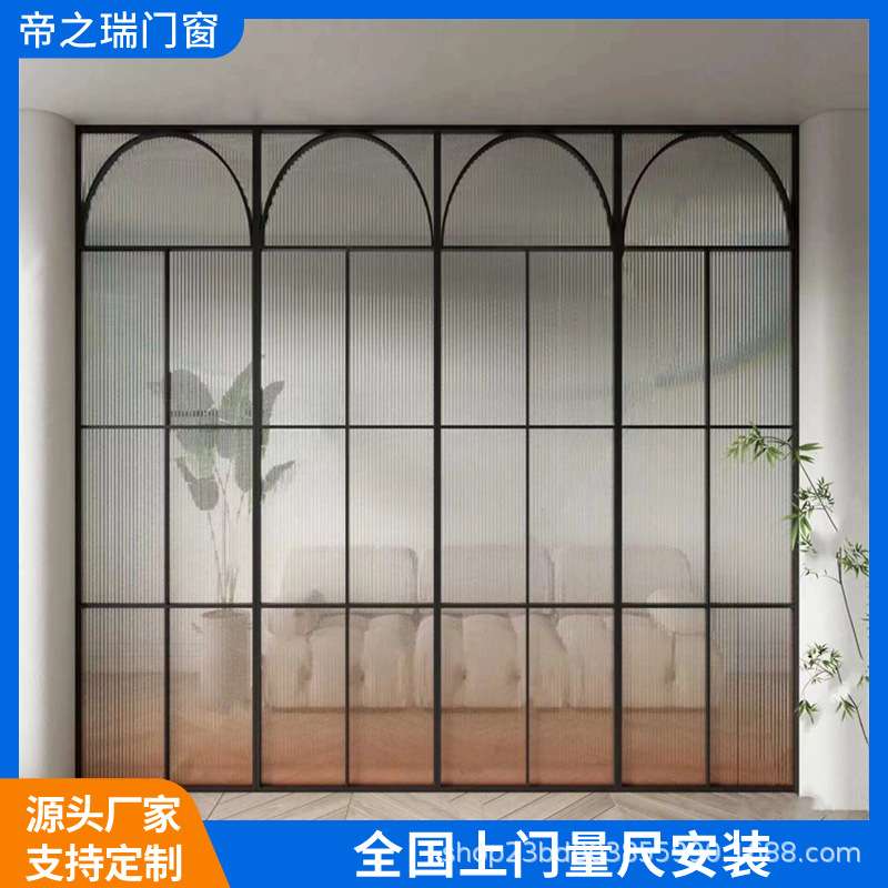 法式复古门老铁门极简推拉门海棠花玻璃门铝合金防爆玻璃门