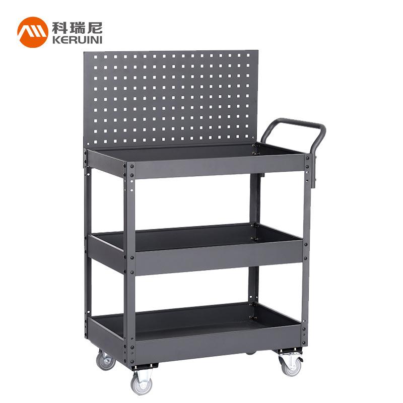 生产黑色五金维修移动工具车小推车汽修三层手推车收纳架子