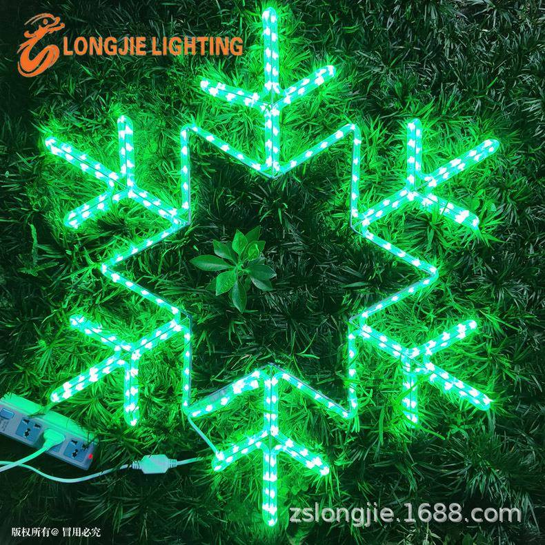 直径80CMLED发光雪花图案灯LED雪花灯铁架造型灯户外防水树挂灯