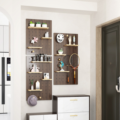 多色可定制 高品质实木洞洞板置物架挂板展示架收纳墙上定制