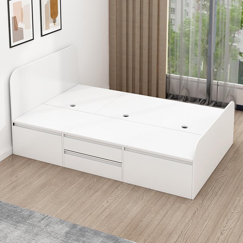 北欧高箱储物床带抽屉榻榻米小户型多功能书架床组合1米2单双人床