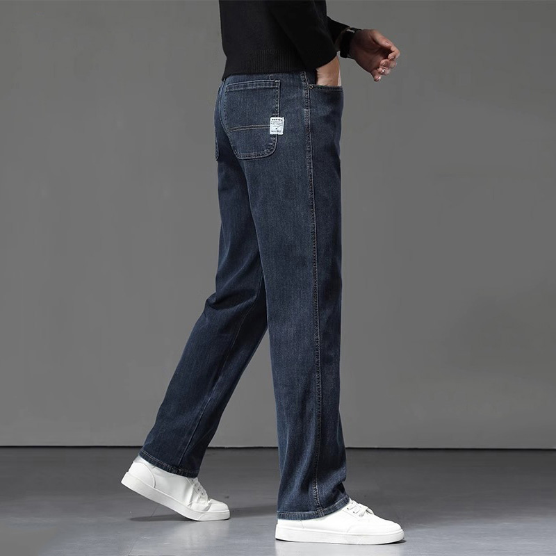 意大利男士高端牛仔裤男春秋宽松直筒弹力男裤2025新款男装长裤子