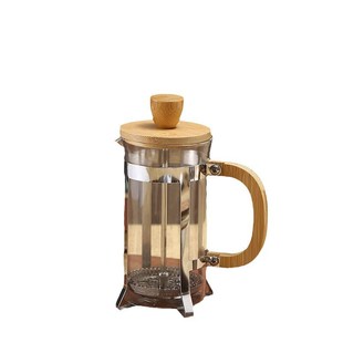 玻璃法q压壶家用滤压手冲咖啡器具不锈钢泡茶壶 厂家直供竹木款