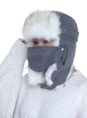 现货Trapper Ar Cap Wo Fashio Witer Fau Rabbit Fur r