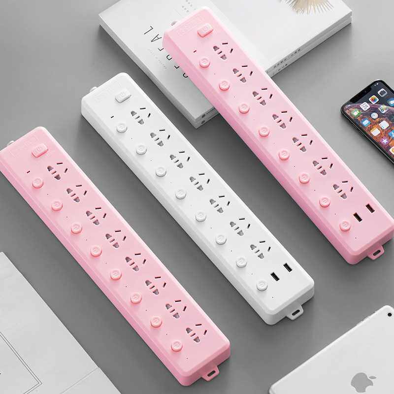 公雅插座8插位自接线插板多孔不带线电源无线独立开关排插usb插座